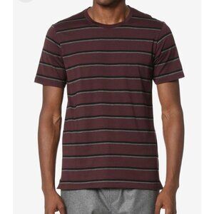 Rag & Bone Men’s Tricolor Stripe Tee In Burgundy. Size M.